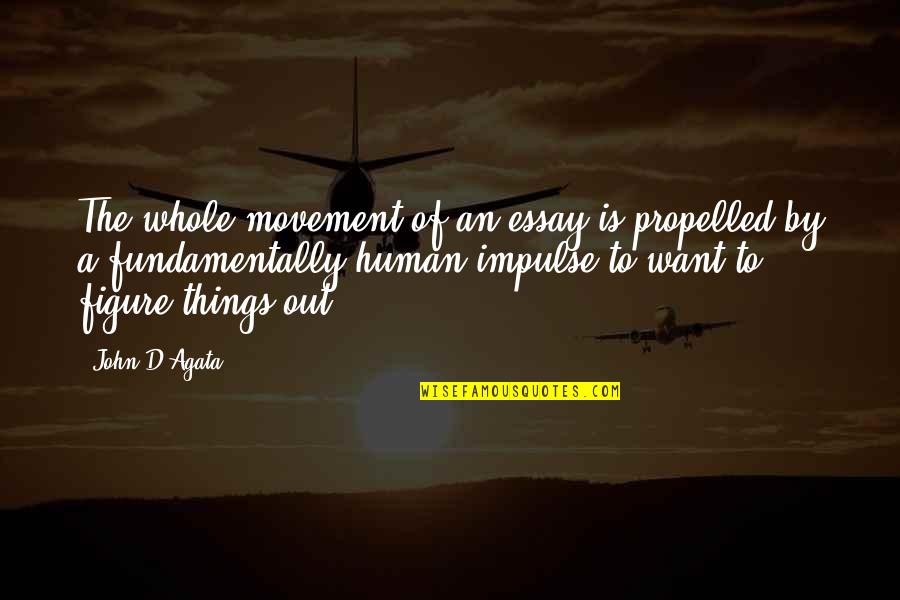 Essay Quotes By John D'Agata: The whole movement of an essay is propelled