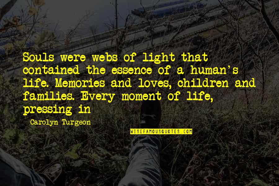 Essence Of Life Quotes By Carolyn Turgeon: Souls were webs of light that contained the Essence Of Life Quotes By Carolyn Turgeon: Souls were webs of light that contained the