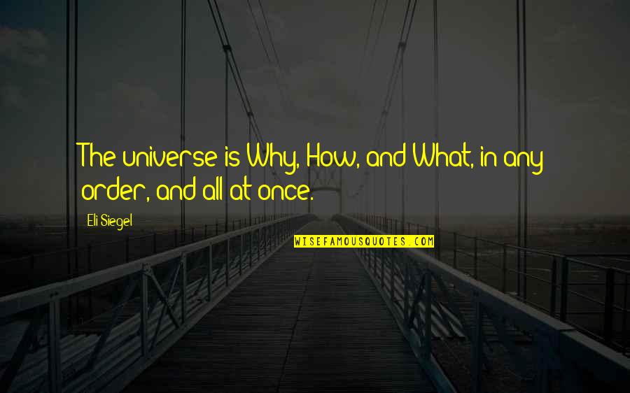 Essene Quotes By Eli Siegel: The universe is Why, How, and What, in