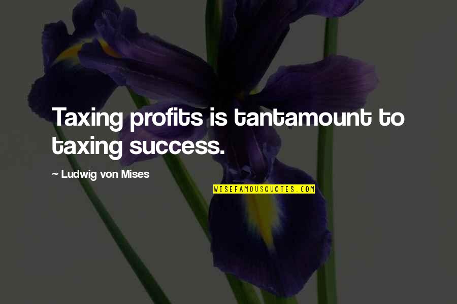 Essential English Quotes By Ludwig Von Mises: Taxing profits is tantamount to taxing success.