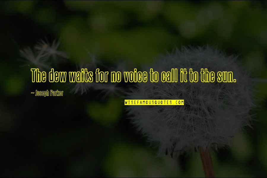 Essentialism Book Quotes By Joseph Parker: The dew waits for no voice to call Essentialism Book Quotes By Joseph Parker: The dew waits for no voice to call