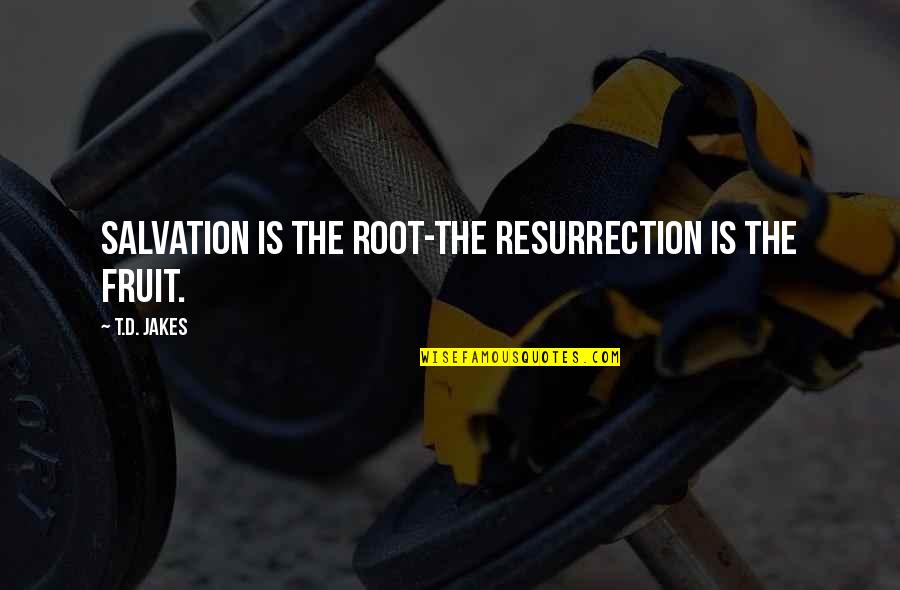 Essentialists Quotes By T.D. Jakes: Salvation is the root-the resurrection is the fruit. Essentialists Quotes By T.D. Jakes: Salvation is the root-the resurrection is the fruit.