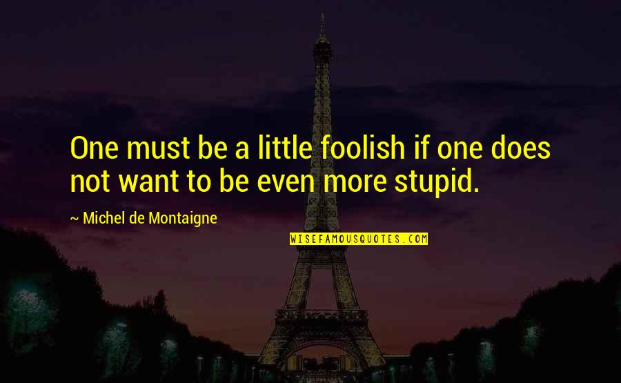 Essentializes Quotes By Michel De Montaigne: One must be a little foolish if one