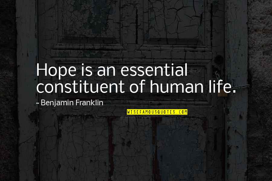 Essentials Of Life Quotes By Benjamin Franklin: Hope is an essential constituent of human life.