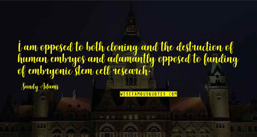 Essere Verbs Quotes By Sandy Adams: I am opposed to both cloning and the Essere Verbs Quotes By Sandy Adams: I am opposed to both cloning and the