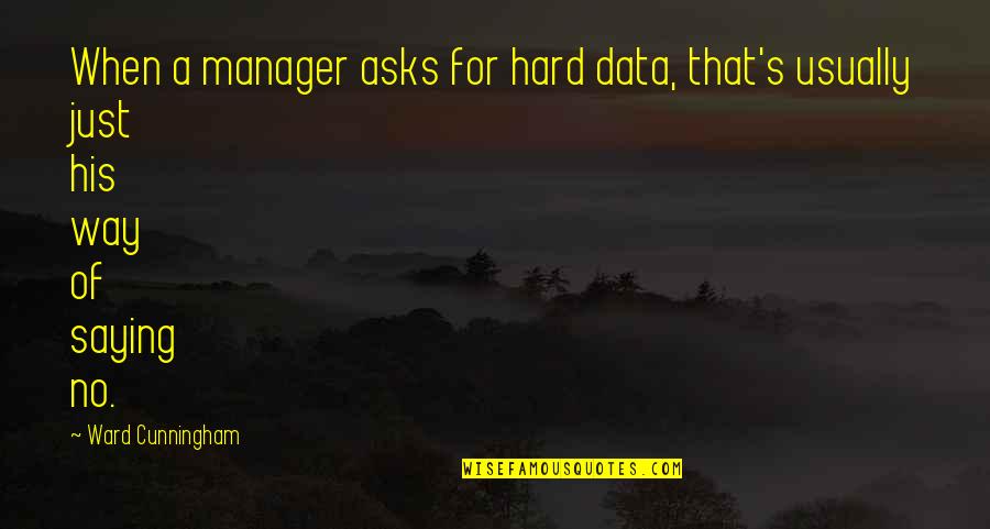 Essjay Quotes By Ward Cunningham: When a manager asks for hard data, that's