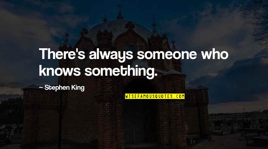 Establecido Abreviatura Quotes By Stephen King: There's always someone who knows something.