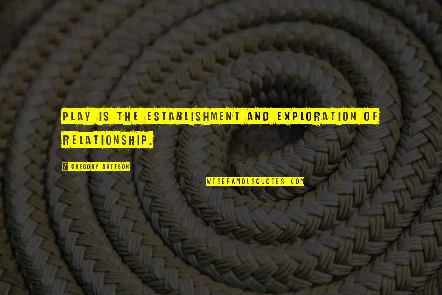 Establishment's Quotes By Gregory Bateson: Play is the establishment and exploration of relationship.