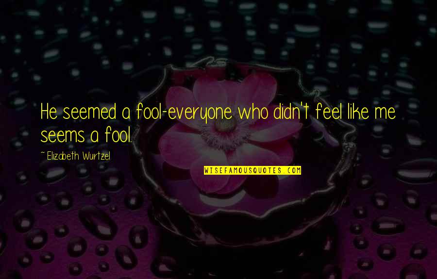 Estampido Quotes By Elizabeth Wurtzel: He seemed a fool-everyone who didn't feel like Estampido Quotes By Elizabeth Wurtzel: He seemed a fool-everyone who didn't feel like