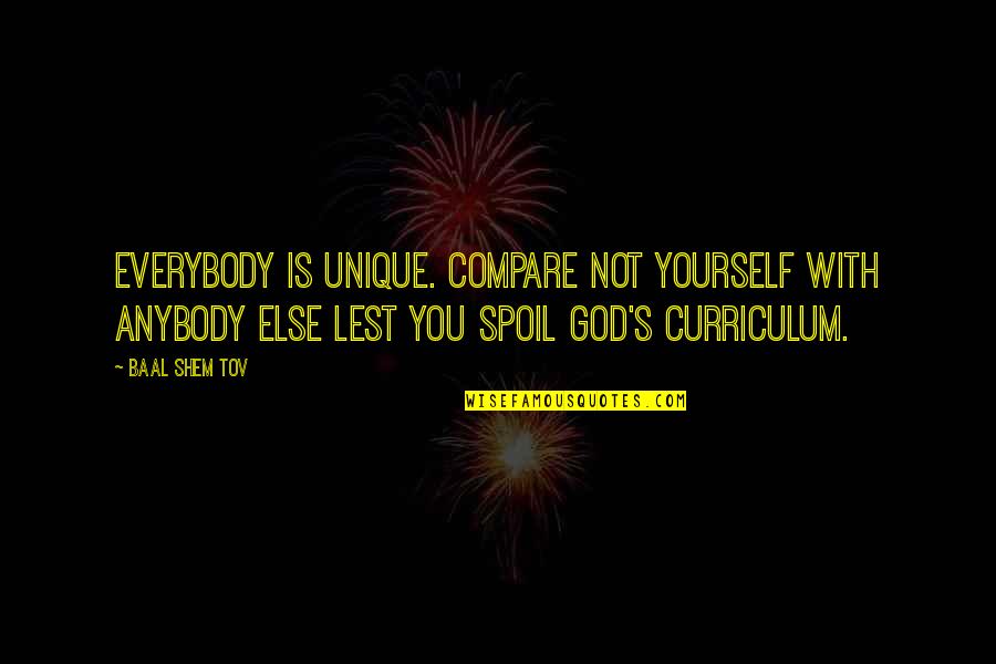 Esteem's Quotes By Baal Shem Tov: Everybody is unique. Compare not yourself with anybody Esteem's Quotes By Baal Shem Tov: Everybody is unique. Compare not yourself with anybody