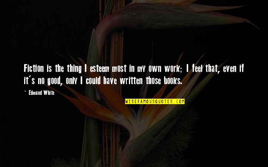 Esteem's Quotes By Edmund White: Fiction is the thing I esteem most in Esteem's Quotes By Edmund White: Fiction is the thing I esteem most in