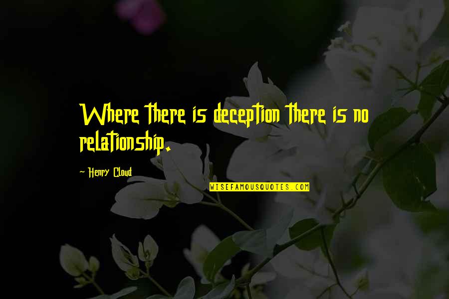 Estefanie Perez Quotes By Henry Cloud: Where there is deception there is no relationship. Estefanie Perez Quotes By Henry Cloud: Where there is deception there is no relationship.