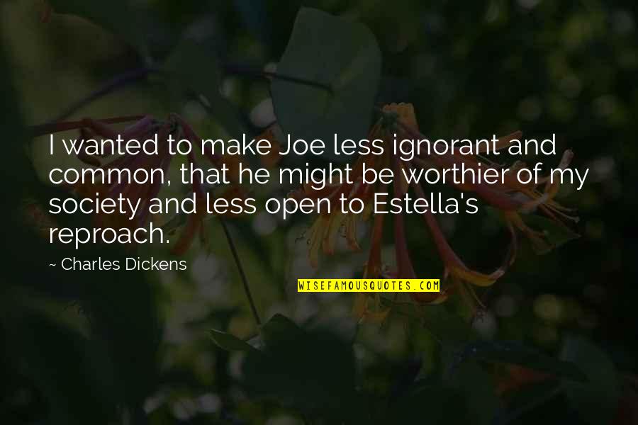 Estella's Quotes By Charles Dickens: I wanted to make Joe less ignorant and