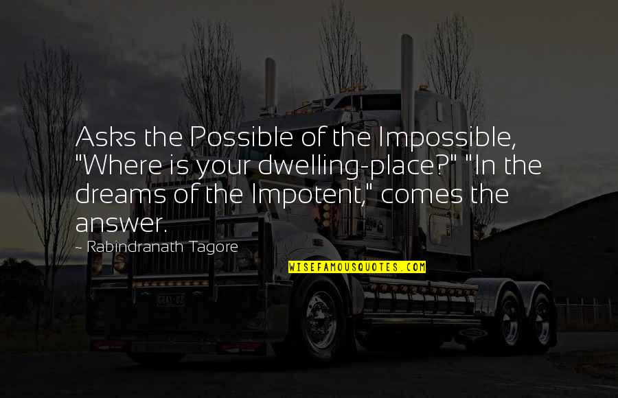 Estheticization Quotes By Rabindranath Tagore: Asks the Possible of the Impossible, "Where is