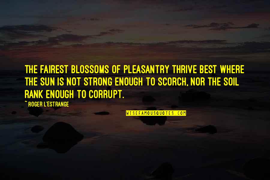 Estrange Quotes By Roger L'Estrange: The fairest blossoms of pleasantry thrive best where