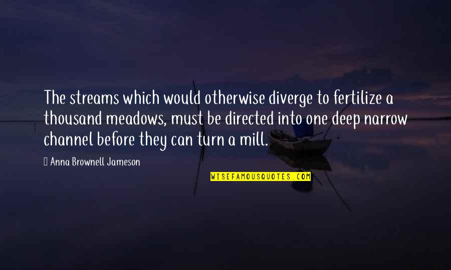 Estrechandome Quotes By Anna Brownell Jameson: The streams which would otherwise diverge to fertilize Estrechandome Quotes By Anna Brownell Jameson: The streams which would otherwise diverge to fertilize