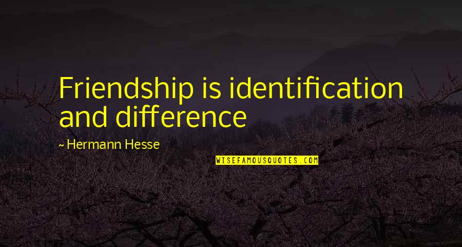 Estrela Cadente Quotes By Hermann Hesse: Friendship is identification and difference Estrela Cadente Quotes By Hermann Hesse: Friendship is identification and difference