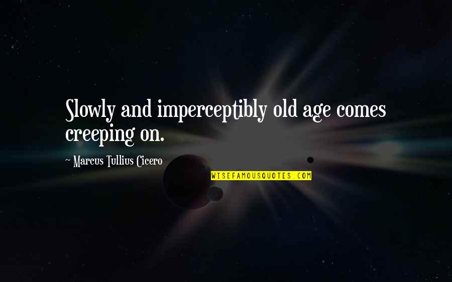Estrelladas Neuronas Quotes By Marcus Tullius Cicero: Slowly and imperceptibly old age comes creeping on. Estrelladas Neuronas Quotes By Marcus Tullius Cicero: Slowly and imperceptibly old age comes creeping on.