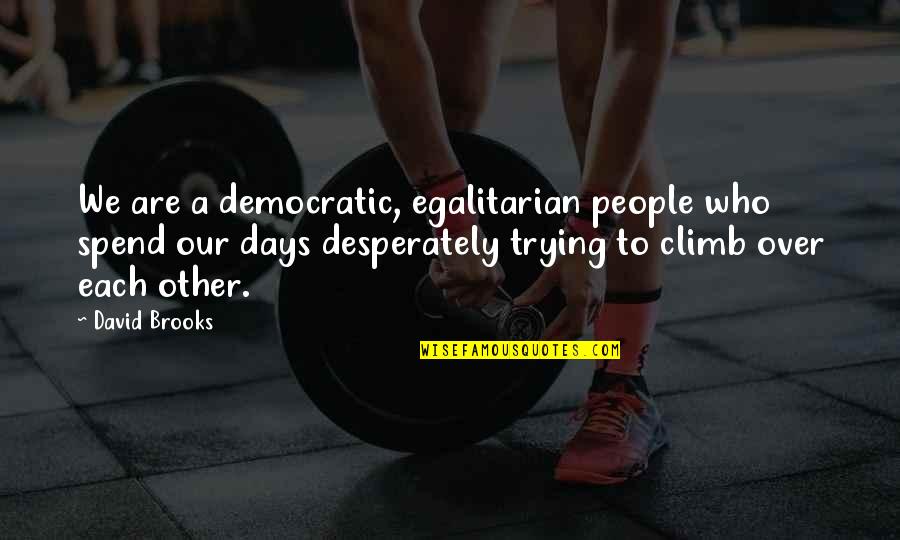 Estriba Definicion Quotes By David Brooks: We are a democratic, egalitarian people who spend