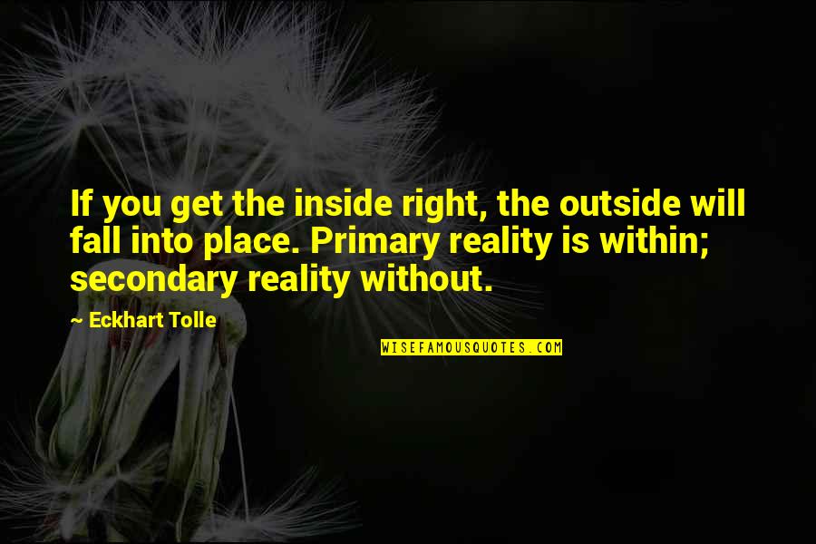 Estritos Quotes By Eckhart Tolle: If you get the inside right, the outside Estritos Quotes By Eckhart Tolle: If you get the inside right, the outside