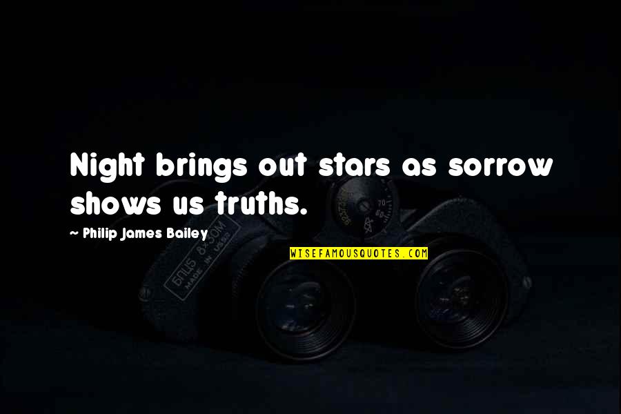 Etagere Floor Quotes By Philip James Bailey: Night brings out stars as sorrow shows us