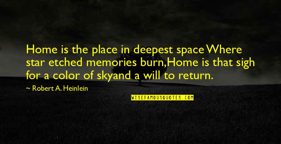 Etched Quotes By Robert A. Heinlein: Home is the place in deepest space Where