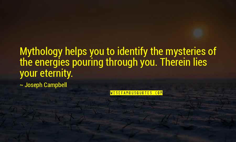 Eternity Of Energy Quotes By Joseph Campbell: Mythology helps you to identify the mysteries of