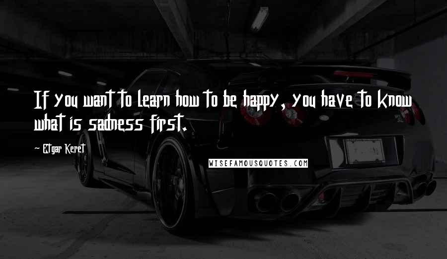 Etgar Keret quotes: If you want to learn how to be happy, you have to know what is sadness first.