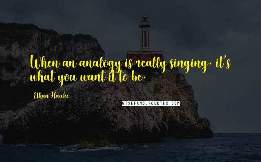 Ethan Hawke quotes: When an analogy is really singing, it's what you want it to be.