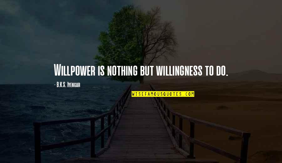 Ethanol's Quotes By B.K.S. Iyengar: Willpower is nothing but willingness to do.