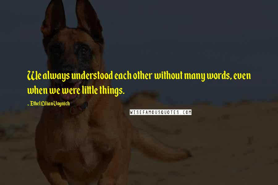 Ethel Lilian Voynich quotes: We always understood each other without many words, even when we were little things.