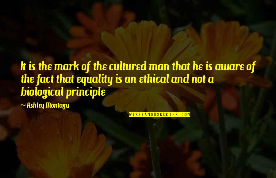Ethical Principles Quotes By Ashley Montagu: It is the mark of the cultured man
