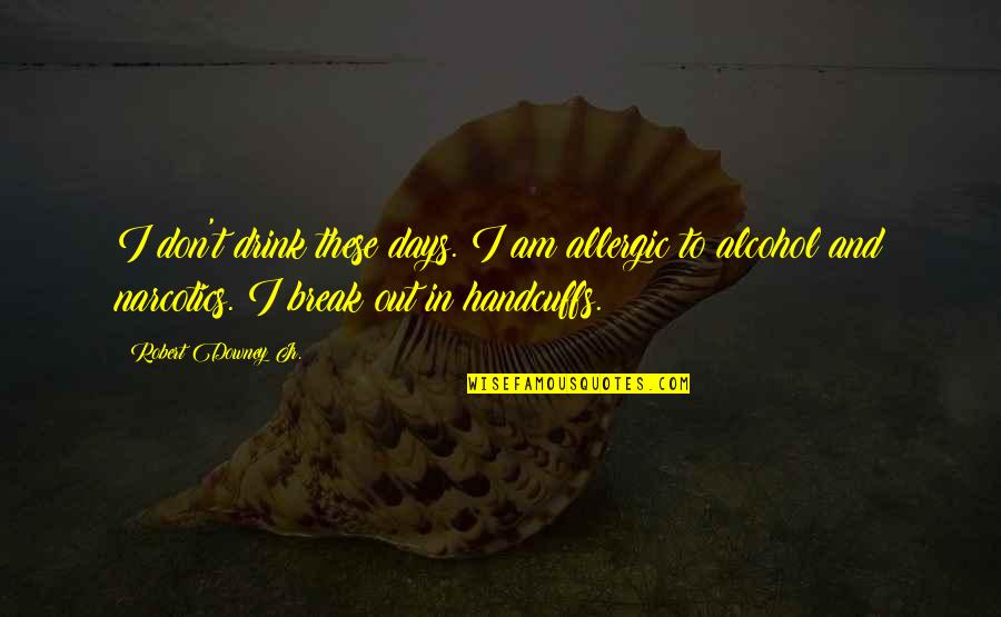 Ethnographies In Sociology Quotes By Robert Downey Jr.: I don't drink these days. I am allergic