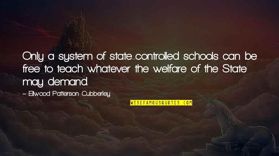 Etourneau En Quotes By Ellwood Patterson Cubberley: Only a system of state-controlled schools can be