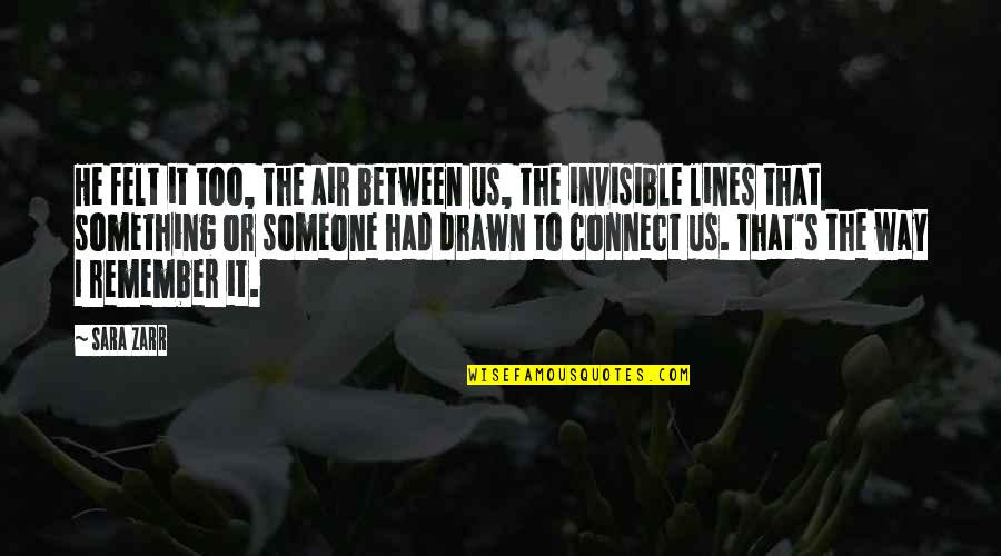 Etrangere Chez Quotes By Sara Zarr: He felt it too, the air between us,