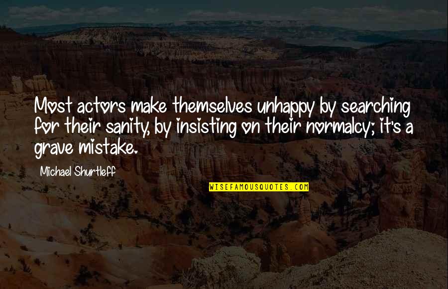 Etruscans Quotes By Michael Shurtleff: Most actors make themselves unhappy by searching for