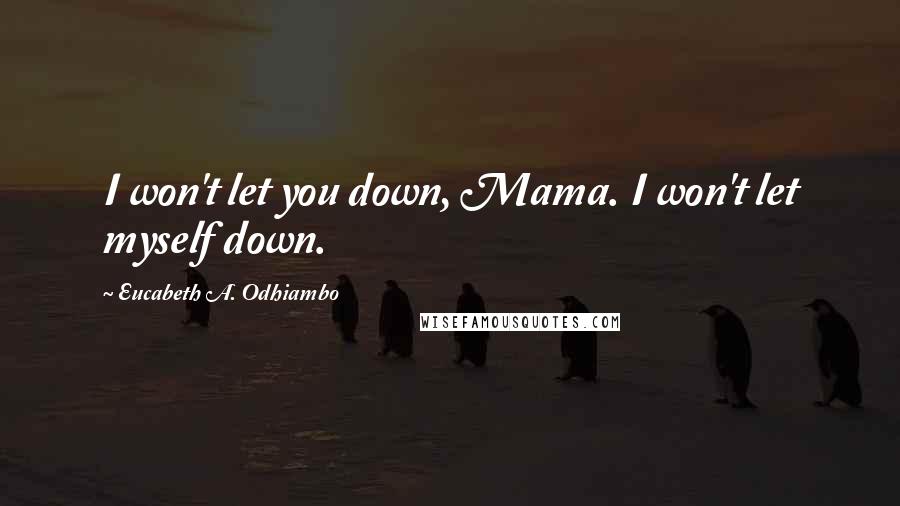 Eucabeth A. Odhiambo quotes: I won't let you down, Mama. I won't let myself down.