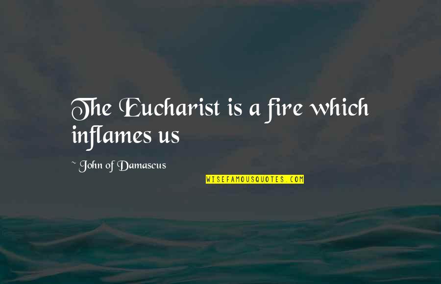 Eucharist Quotes By John Of Damascus: The Eucharist is a fire which inflames us