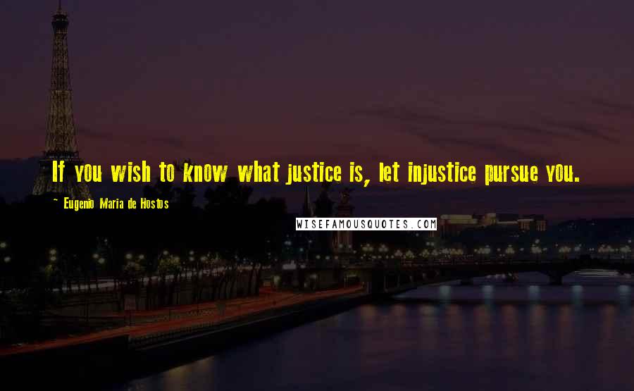 Eugenio Maria De Hostos quotes: If you wish to know what justice is, let injustice pursue you.