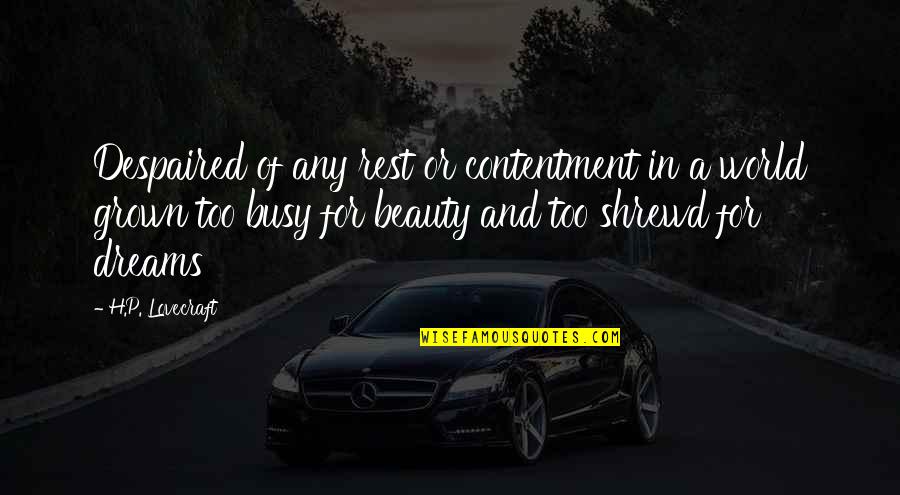 Eulan Bayer Quotes By H.P. Lovecraft: Despaired of any rest or contentment in a Eulan Bayer Quotes By H.P. Lovecraft: Despaired of any rest or contentment in a