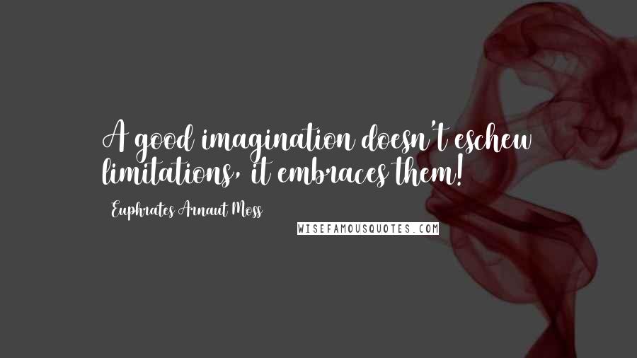 Euphrates Arnaut Moss quotes: A good imagination doesn't eschew limitations, it embraces them!