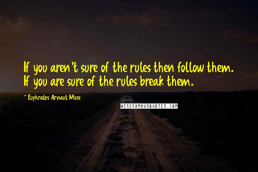 Euphrates Arnaut Moss quotes: If you aren't sure of the rules then follow them. If you are sure of the rules break them.