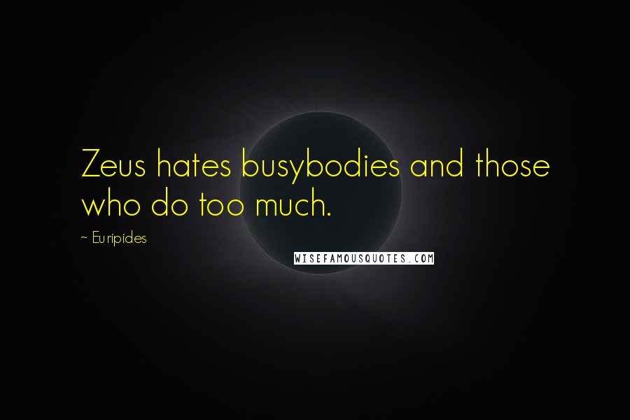 Euripides quotes: Zeus hates busybodies and those who do too much.