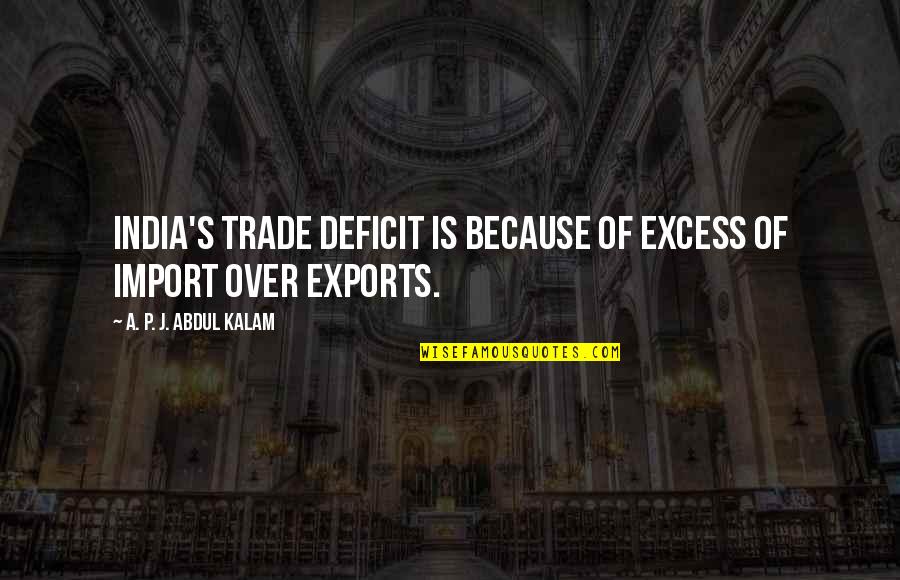 European Exploration Quotes By A. P. J. Abdul Kalam: India's trade deficit is because of excess of