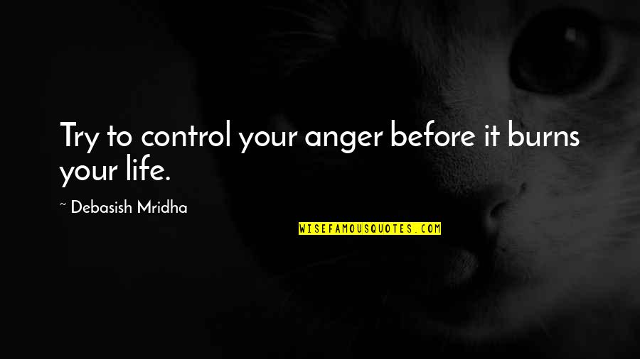 Euthanizing A Pet Quotes By Debasish Mridha: Try to control your anger before it burns