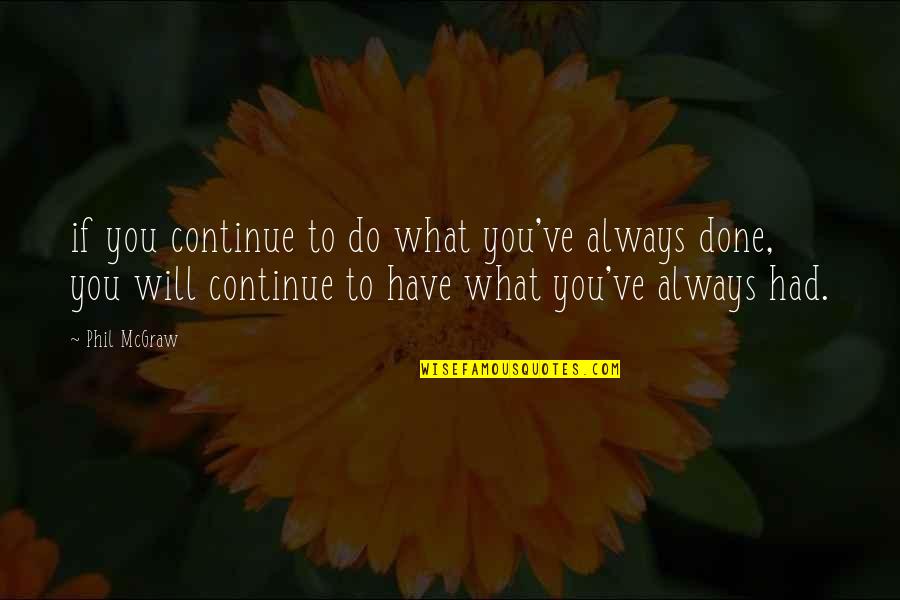 Euvrard Et Fabre Quotes By Phil McGraw: if you continue to do what you've always