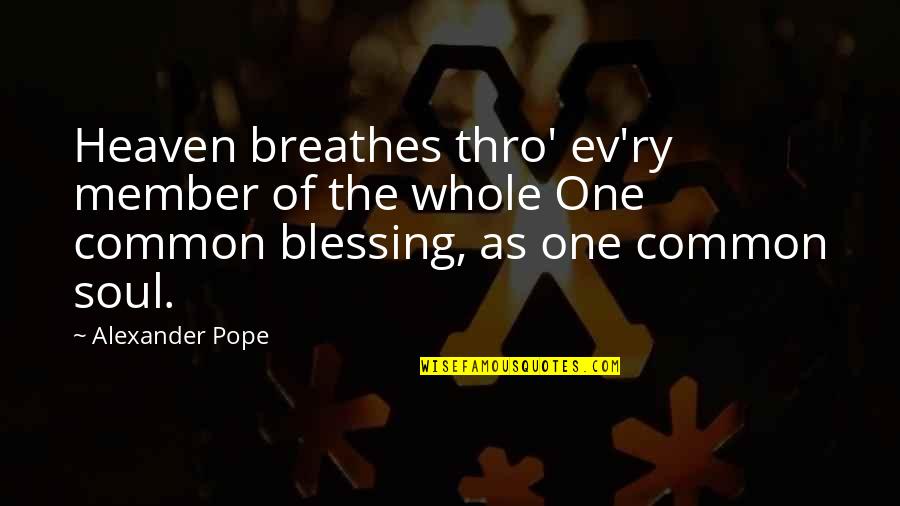 Ev-9d9 Quotes By Alexander Pope: Heaven breathes thro' ev'ry member of the whole