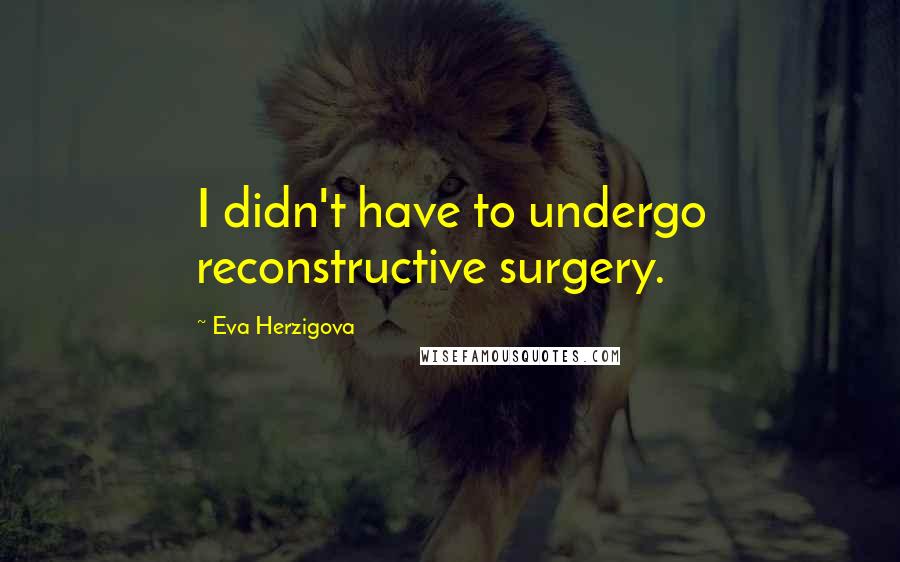 Eva Herzigova quotes: I didn't have to undergo reconstructive surgery.