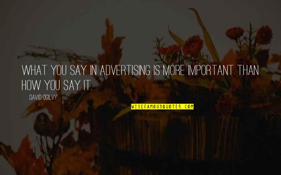 Eva Mozes Quotes By David Ogilvy: What you say in advertising is more important