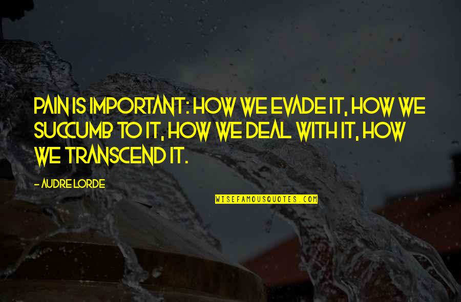 Evade Quotes By Audre Lorde: Pain is important: how we evade it, how